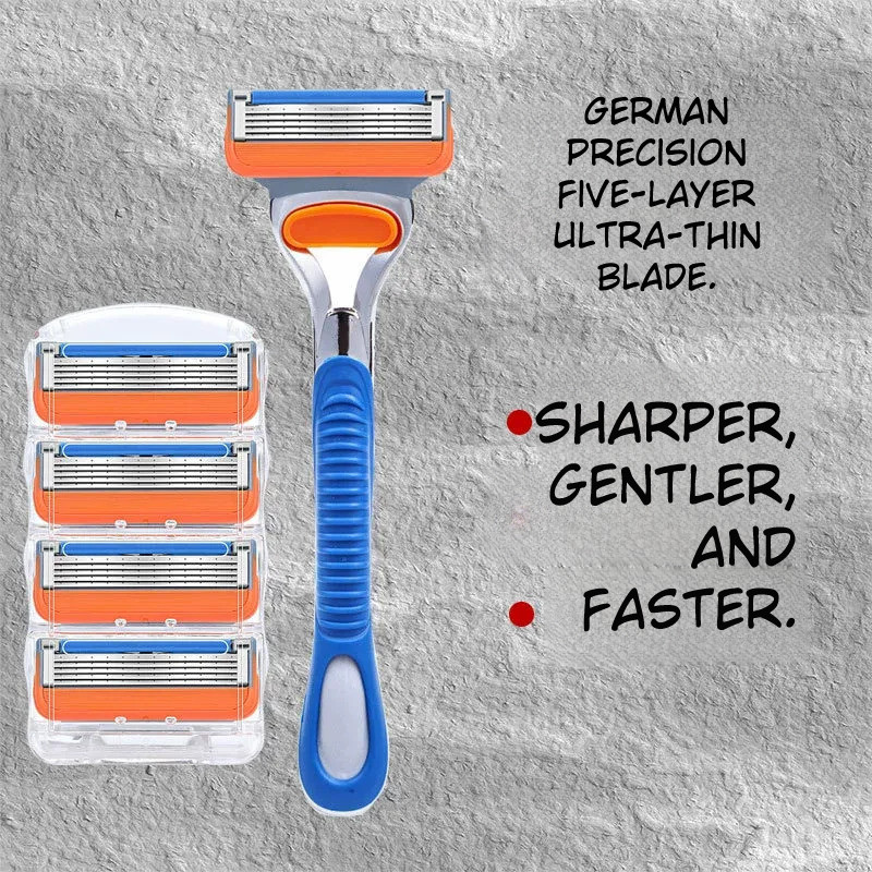 Travel Friendly Five Layer Blade Grip Shaving Razor