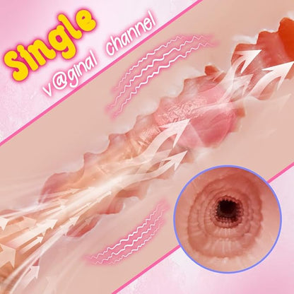 Szexbaba férfiaknak 5 szívó- és 7 rezgési móddal, realisztikus vaginával és végbélnyílással, automata maszurbátorral 3D hüvelycsatornával